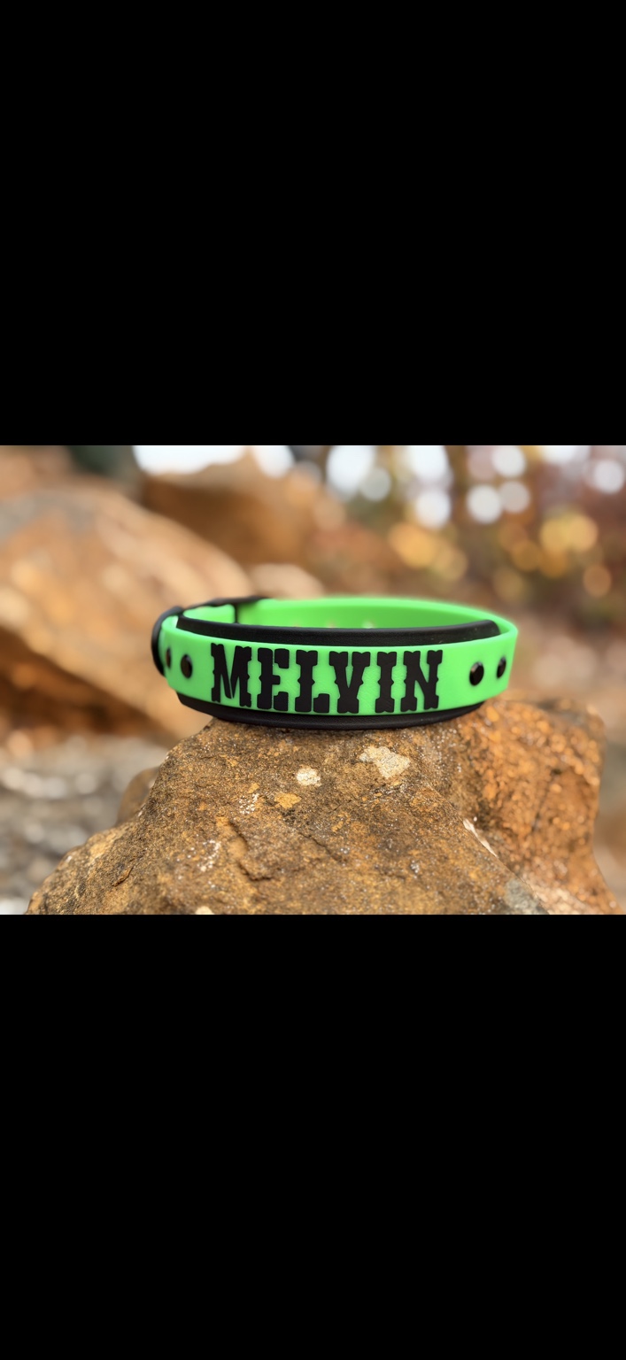 Melvin: Bright green with black lettering.